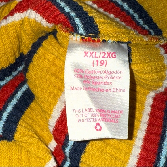 No Boundaries Yellow Red Ribbed Short Sleeve T-Shirt - Picture 8 of 9